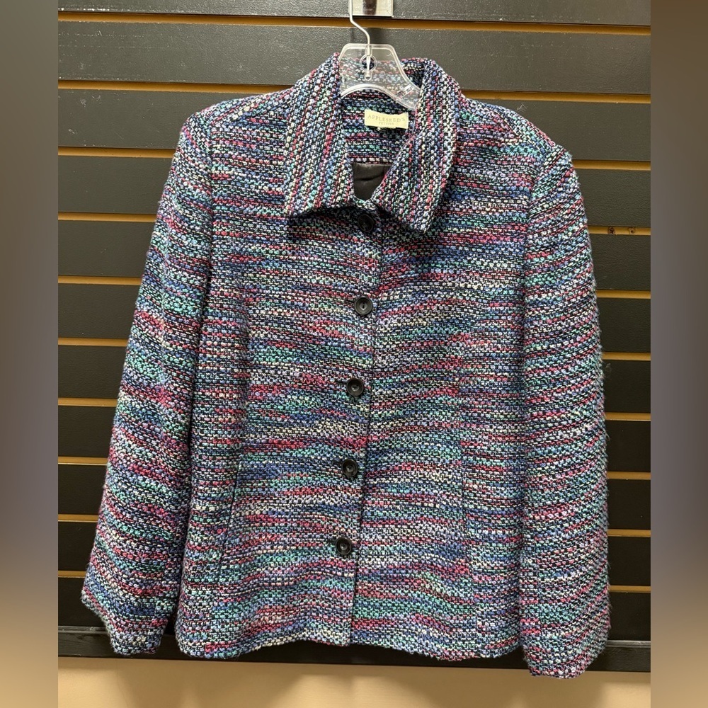 Appleseed’s Petites Multicolor Woven Jacket Blazer Petite Medium